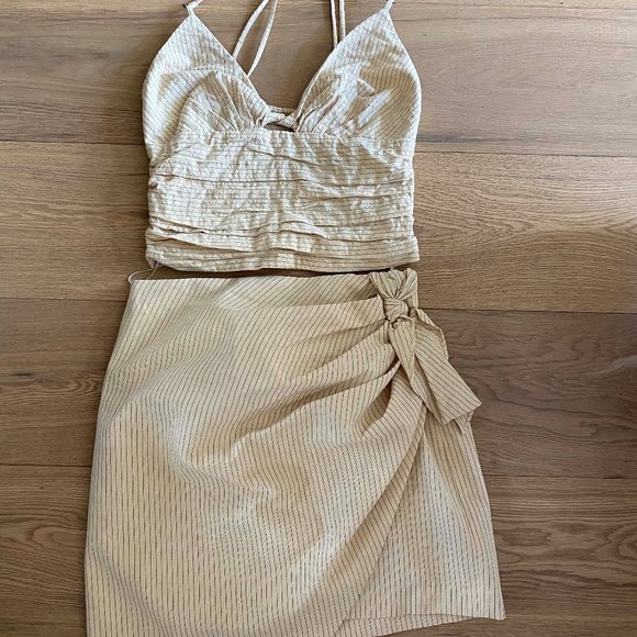 Zara Co-ord Set | Striped linen | Mini Skirt and Cami Top - Picture 2 of 3